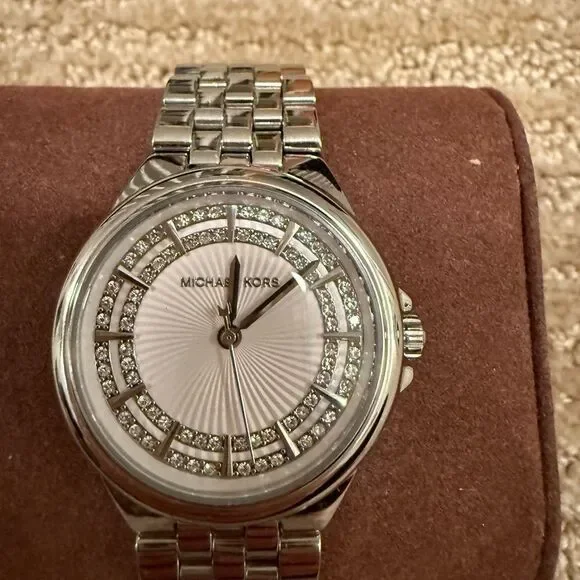 Michael Kors Women’s Silver Watch with Gems